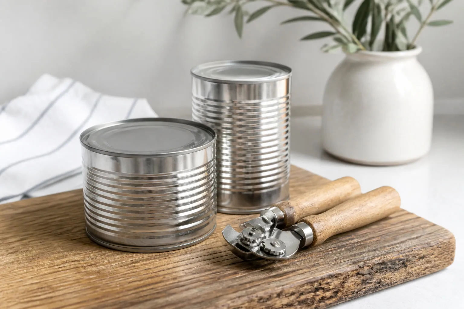 Ouvre-boîte manuel à côté de conserves