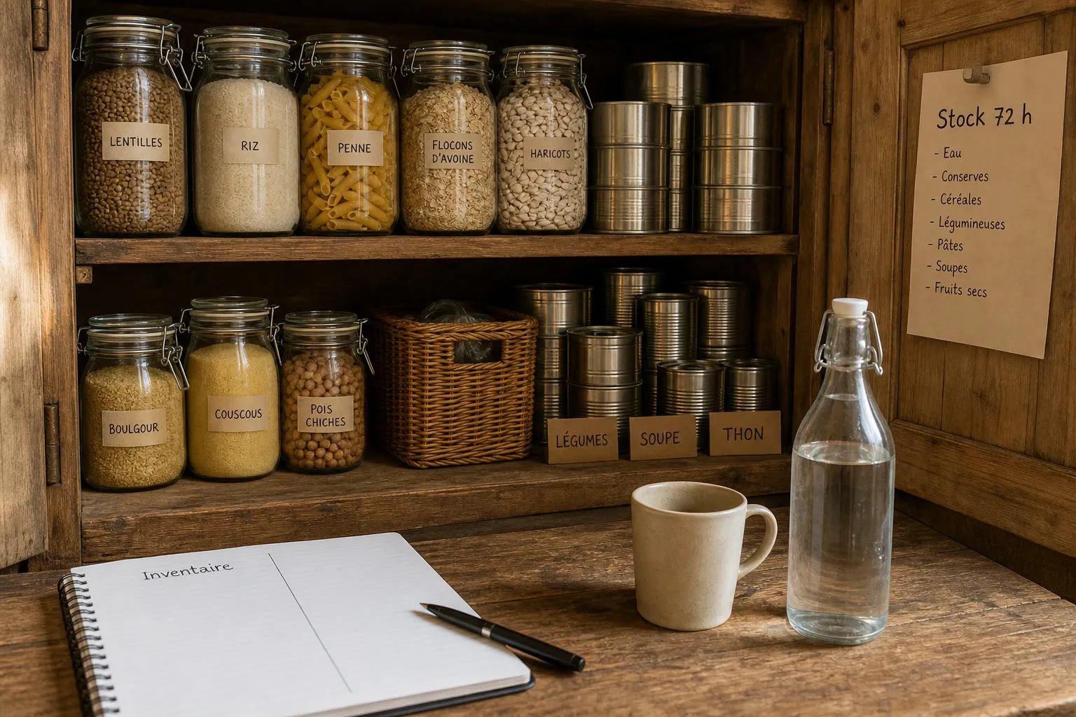 Placard de stock alimentaire organisé